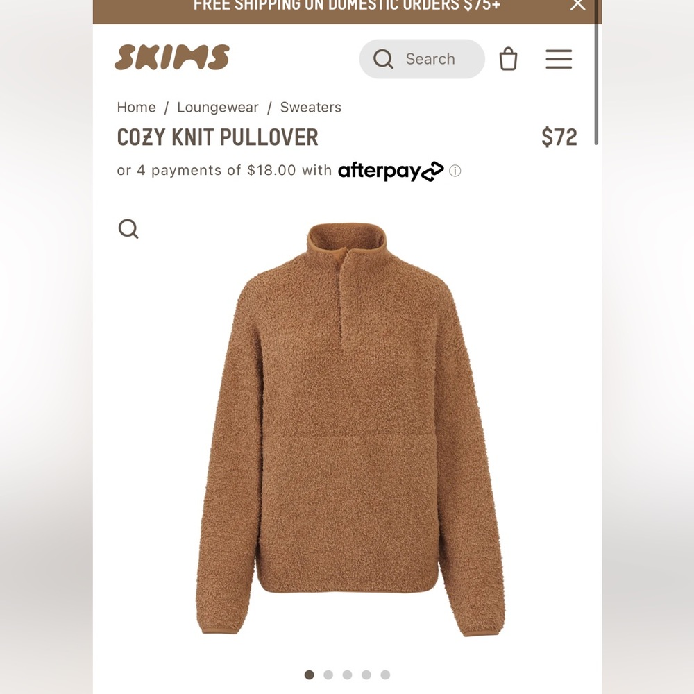 SKIMS cozy knit pullover in S/M